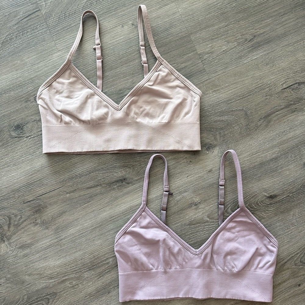 2 Lululemon v-neck sports bras light purple and plum purple